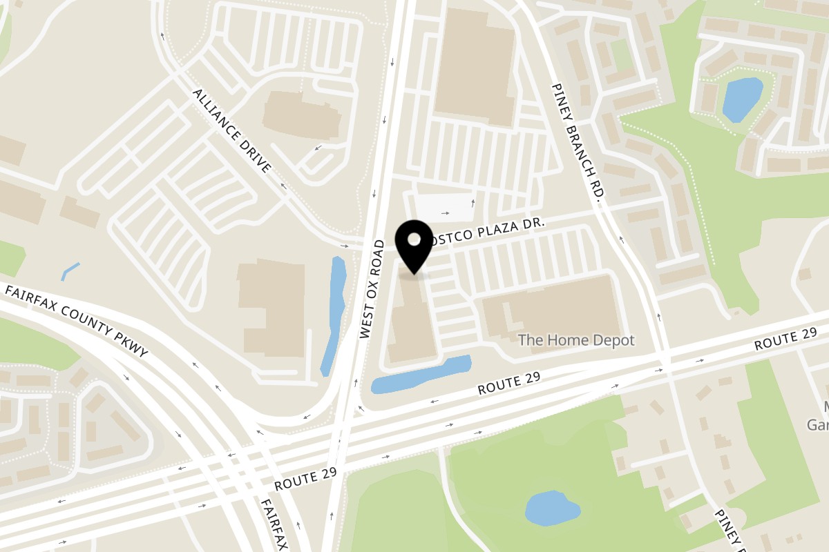 Map showing the location of Santini's New York Style Deli Fairfax on 12300 Costco Plaza Dr in Fairfax
